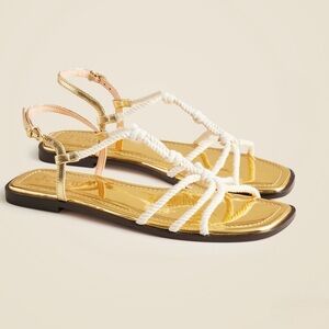 J.Crew Knotted rope sandals in metallic White Gold Size 10.5